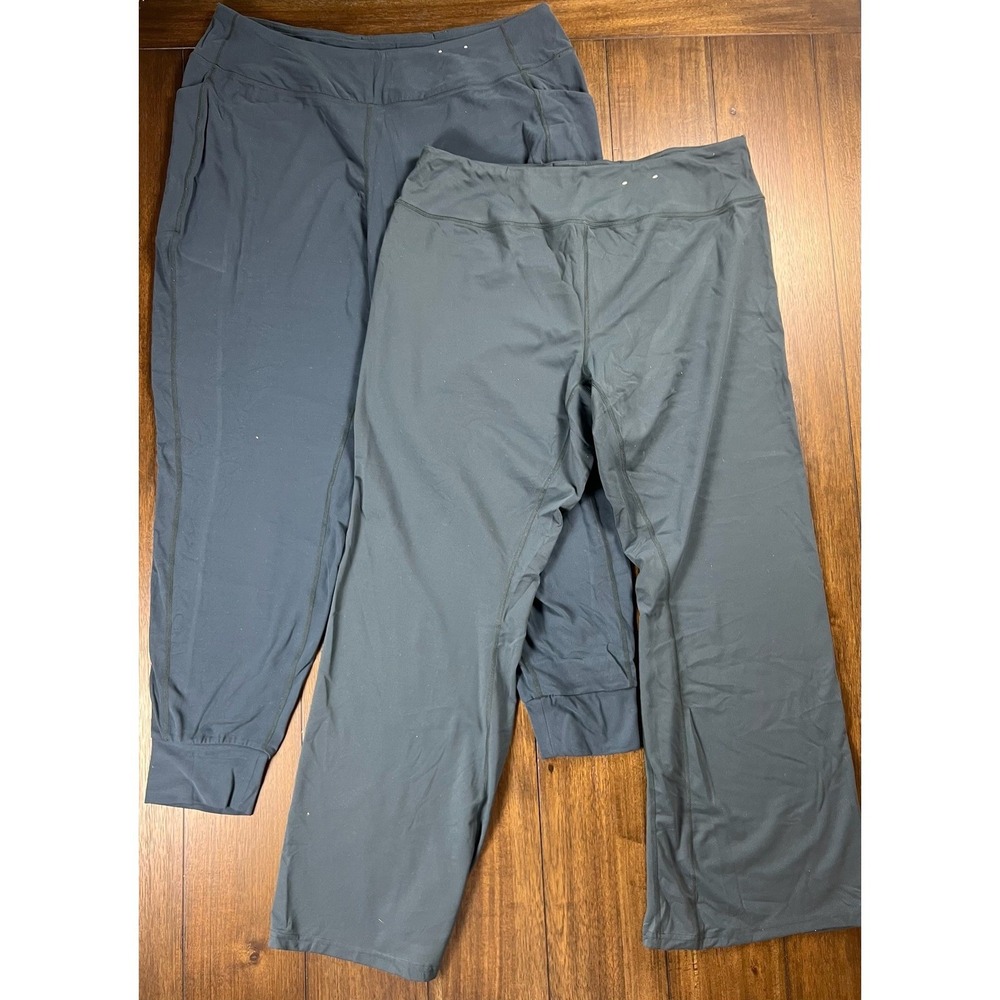 FLX Womens Plus 2X Activewear Bundle Jogger and Straight Leg Pants Teal 2 Pack